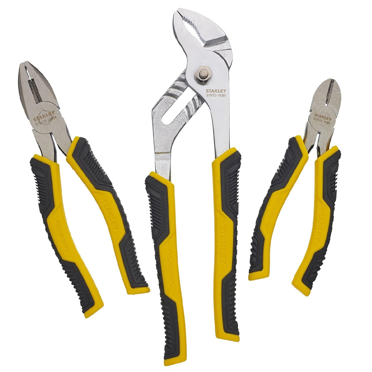 Stanley Dynagrip Pliers Set Black and Yellow Assorted Sizes Pack of 3 STHT0-74471