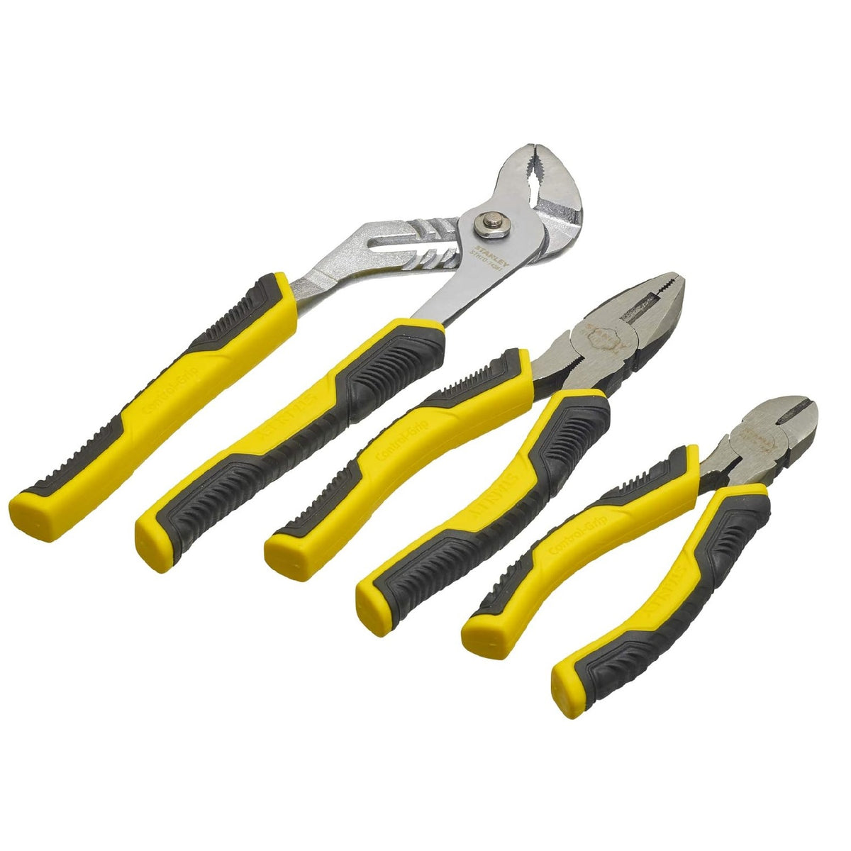 Stanley Dynagrip Pliers Set Black and Yellow Assorted Sizes Pack of 3 STHT0-74471