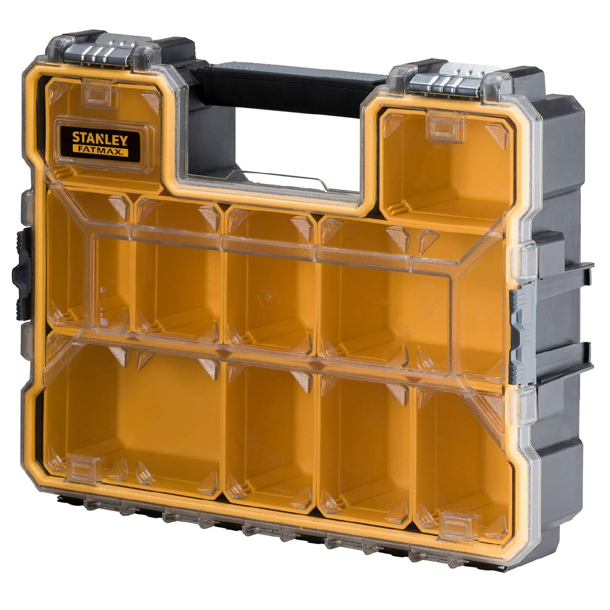Stanely Fatmax Metal Latch Deep Pro Organizer Multicolour 44.6cm x 35.6cm x 11.6cm 1-97-518 | IP54 Water Resistant | 10x Removable Cups | Stacking Latches | Connect and Carry | Compatible with Shallow Pro Organizer