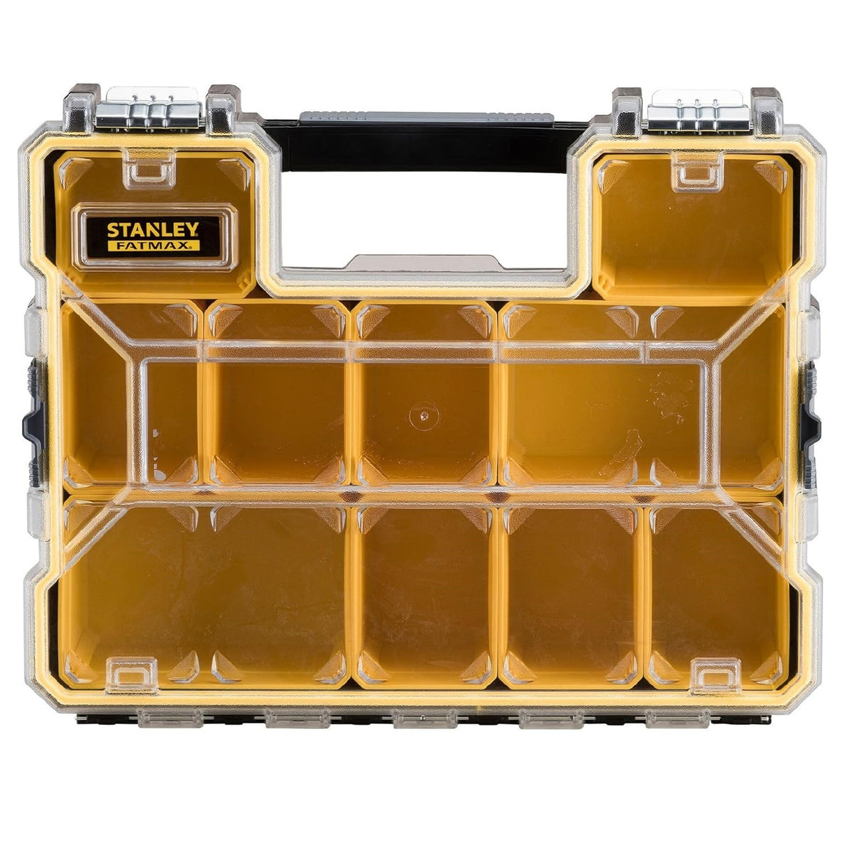 Stanely Fatmax Metal Latch Deep Pro Organizer Multicolour 44.6cm x 35.6cm x 11.6cm 1-97-518 | IP54 Water Resistant | 10x Removable Cups | Stacking Latches | Connect and Carry | Compatible with Shallow Pro Organizer