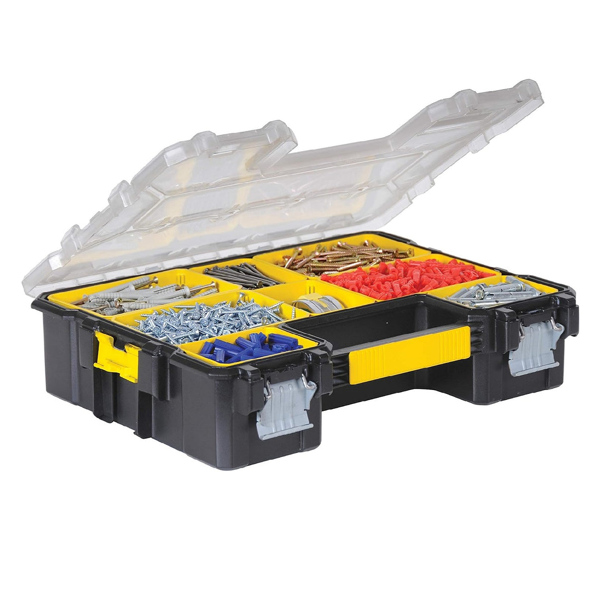 Stanely Fatmax Metal Latch Deep Pro Organizer Multicolour 44.6cm x 35.6cm x 11.6cm 1-97-518 | IP54 Water Resistant | 10x Removable Cups | Stacking Latches | Connect and Carry | Compatible with Shallow Pro Organizer