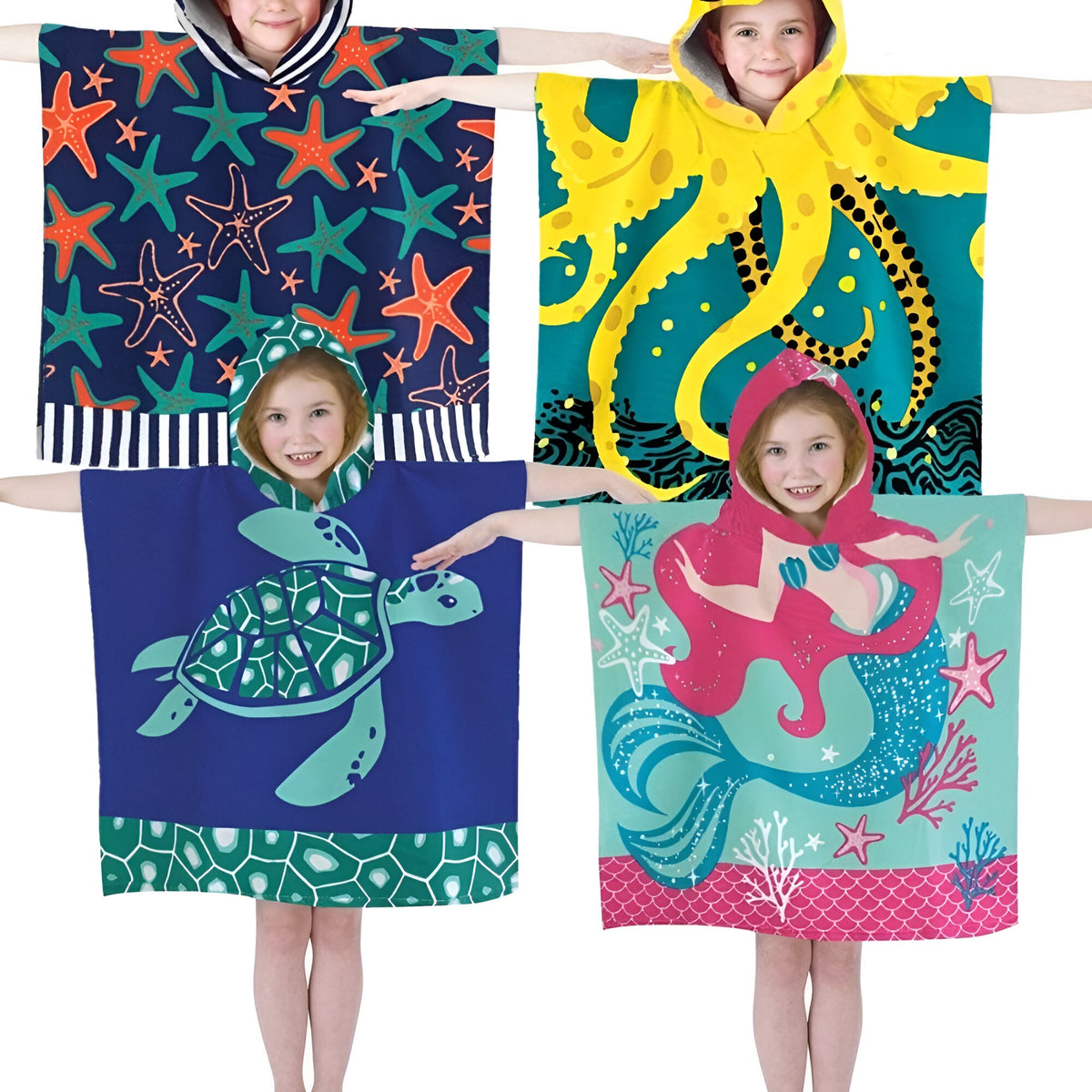 Country Club Microfibre Kids Hooded Poncho Pal Assorted 60cm x 120cm Pack of 1 BIT237256 | UV Sun Protection Factor of 40+ | Helps Prevent Sunburn