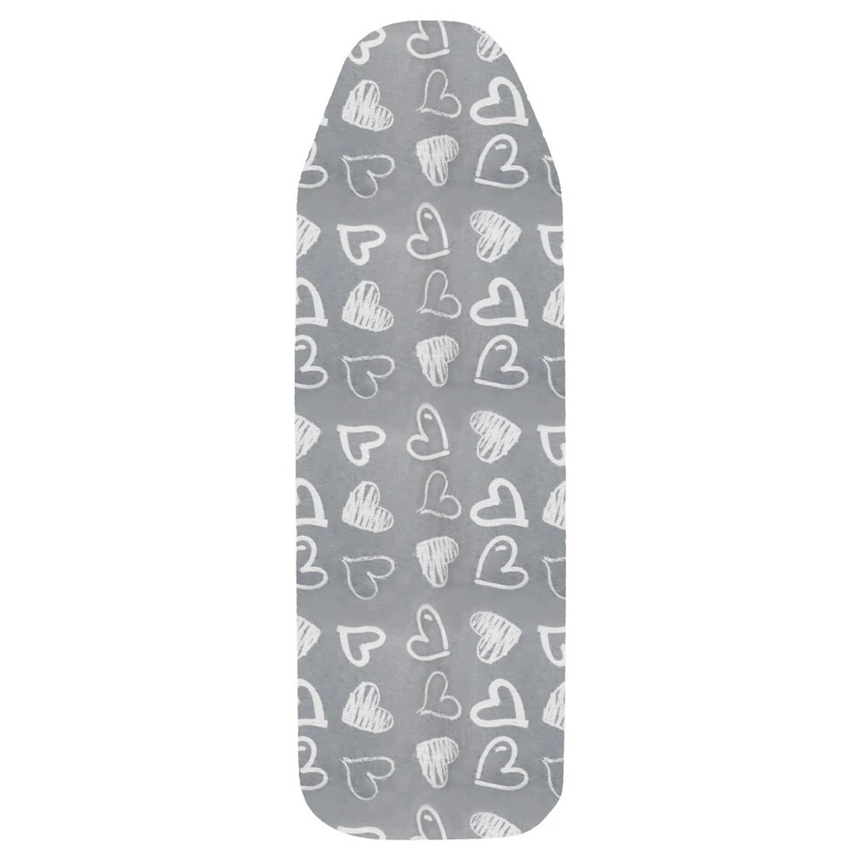 Country Club Elasticated EZ-Fit Hearts Design Ironing Board Cover Grey LAU226755 | Quick and Easy Fitting | Machine Washable | Deep Double Layer | Fits Most Ironing Boards