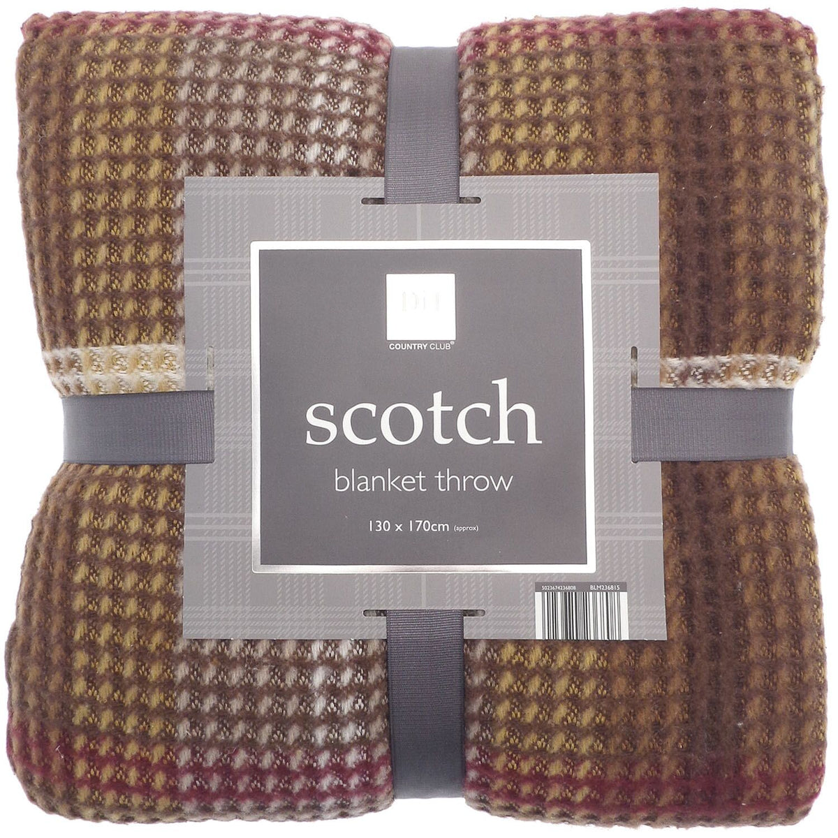Country Club Scotch Tartan Check Design Blanket Throw Assorted Colours 130cm x 170cm Pack of 1 BLM236815 | Soft Waffle Texture Fleece