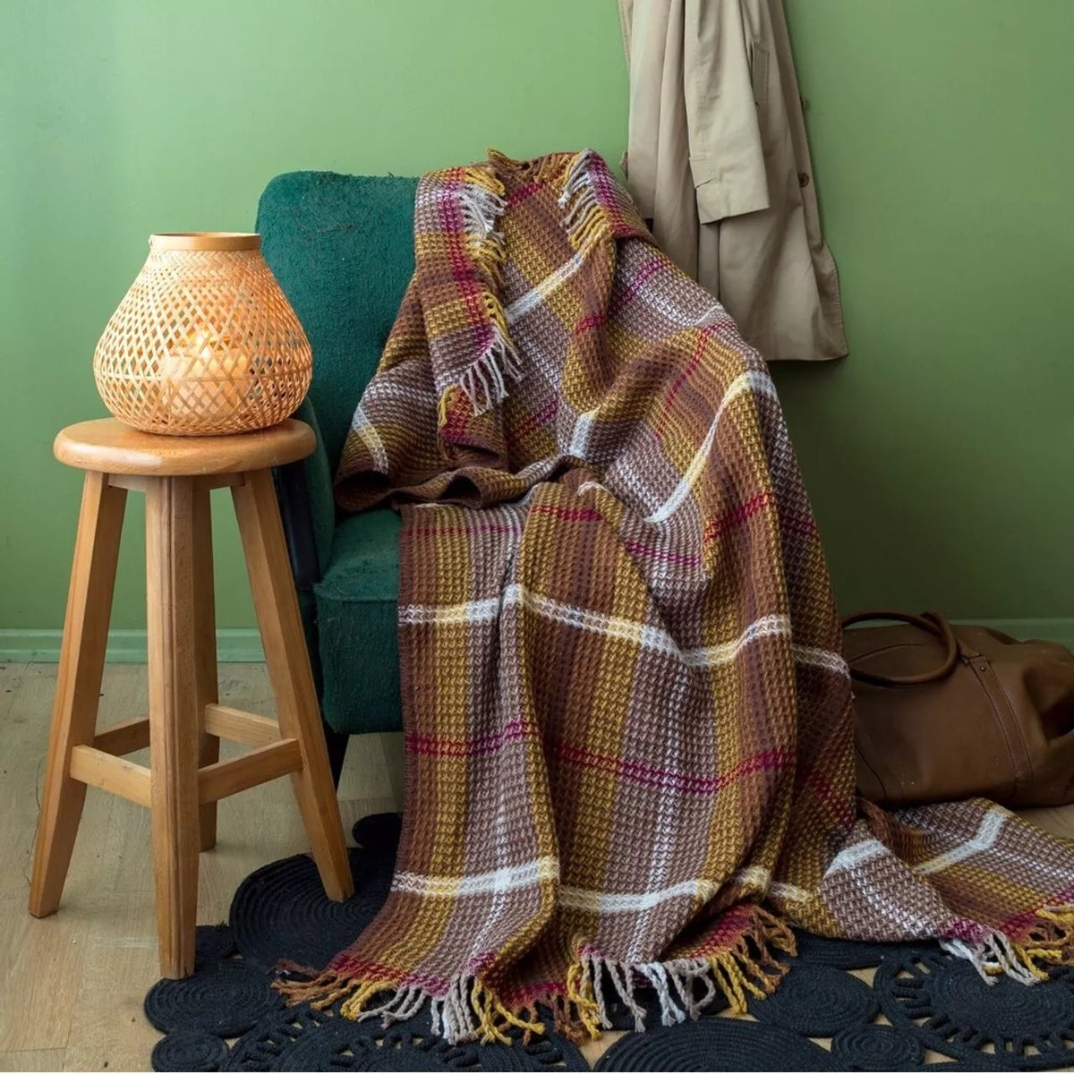 Country Club Scotch Tartan Check Design Blanket Throw Assorted Colours 130cm x 170cm Pack of 1 BLM236815 | Soft Waffle Texture Fleece