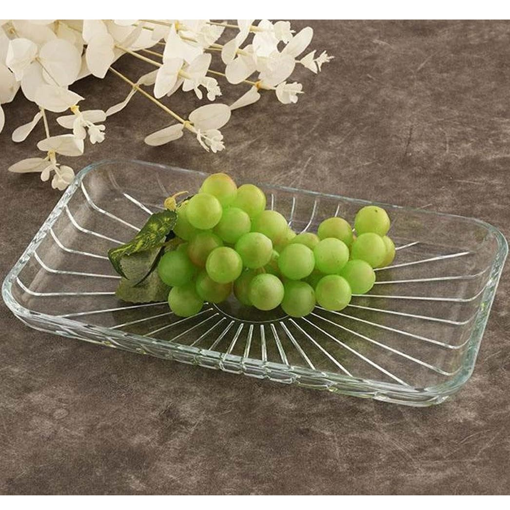Pasabahce Rectangular Elegant Glass Service Plate Clear 11-Inch x 6.5-Inch 54883 | Ideal for Serving Fruits-Snacks and Appetizers | Glass Platter