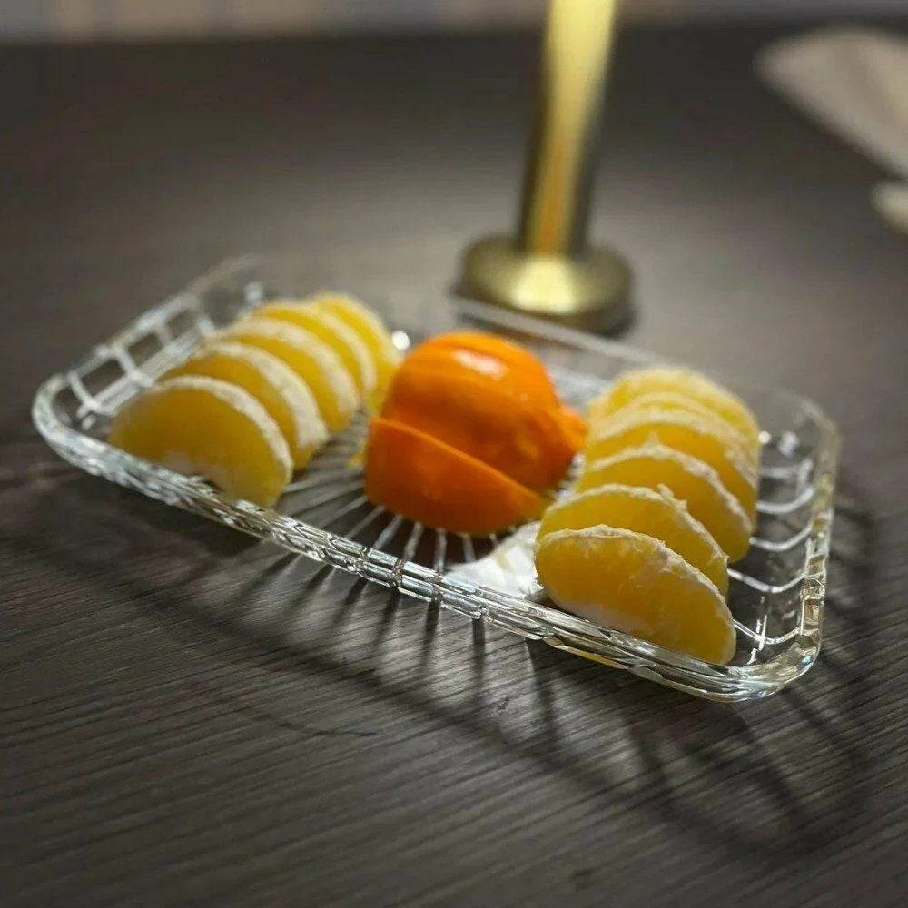 Pasabahce Rectangular Elegant Glass Service Plate Clear 11-Inch x 6.5-Inch 54883 | Ideal for Serving Fruits-Snacks and Appetizers | Glass Platter