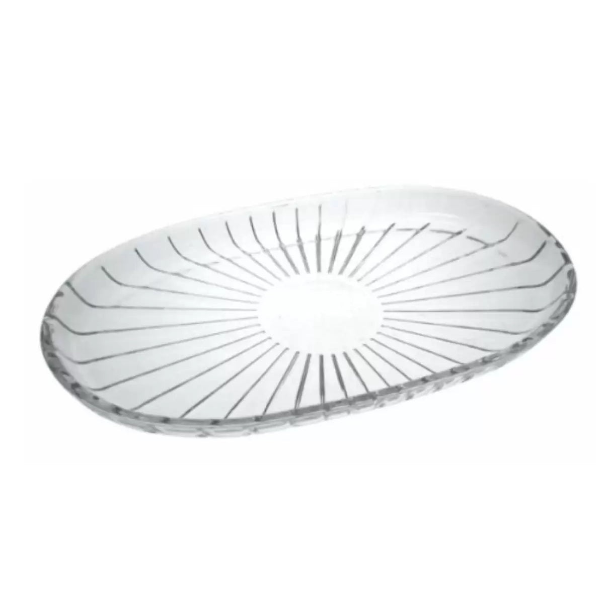 Pasabahce Oval Elegant Glass Service Plate Clear 11-Inch x 6.5-Inch 54783 | Ideal for Serving Fruits-Snacks and Appetizers | Glass Platter