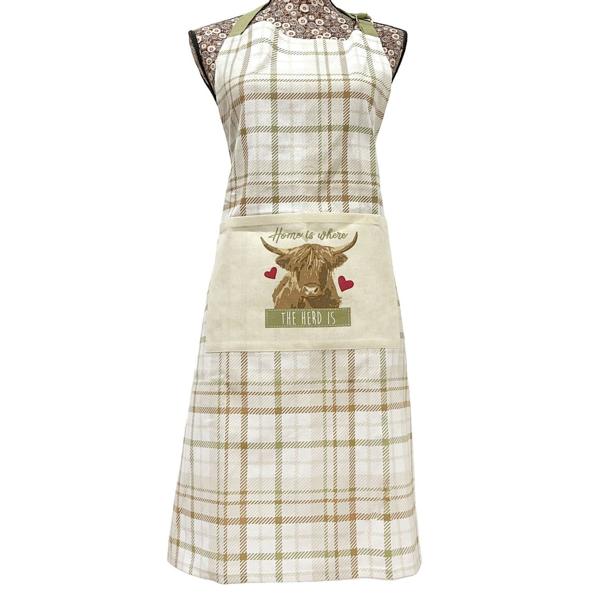 Country Club Highland Cow Printed Apron with Adjustable Neck Strap Multicoloured KCO232077