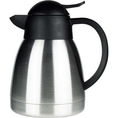 Grunwerg Pioneer Stainless Steel Vacuum Carafe Chrome 1Ltr SLSS-1000 | Easy Pour Spout with Locking Lever | Hot for Upto 8 Hours | Cold for Upto 24 Hours