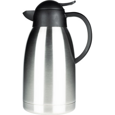 Grunwerg Pioneer Stainless Steel Vacuum Carafe Chrome 1.5Ltr SLSS-1500 | Easy Pour Spout with Locking Lever | Hot for Upto 8 Hours | Cold for Upto 24 Hours