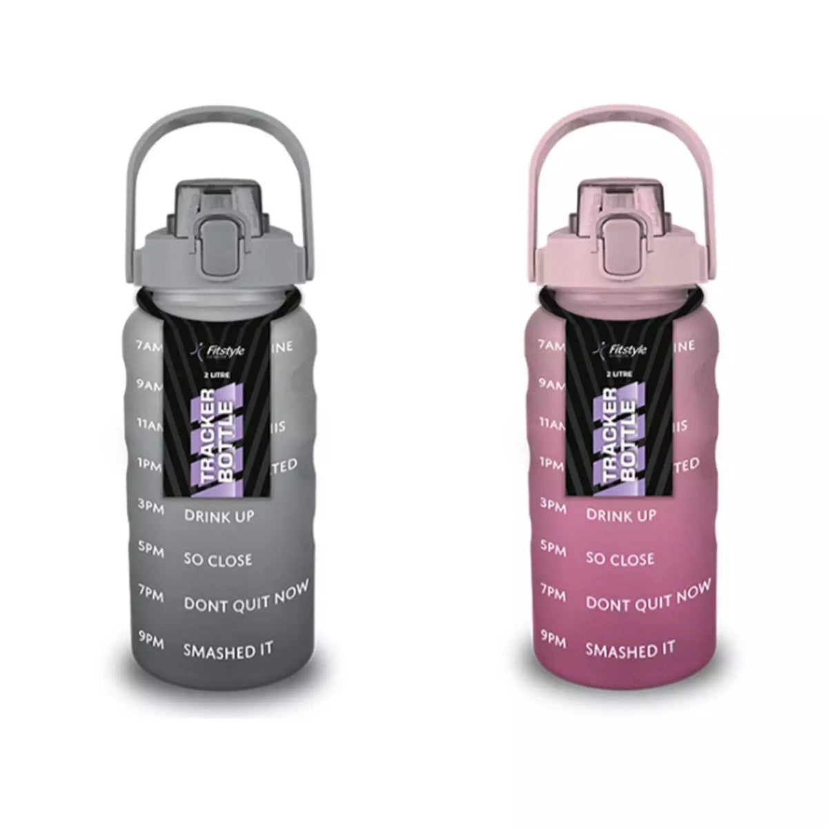 Fitstyle Water Tracker Bottle Assorted Colours 2Ltr SPT7245OB