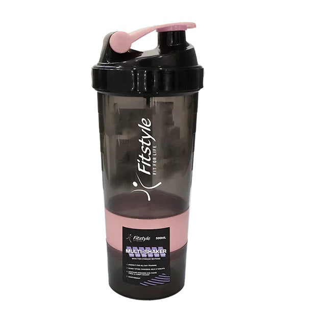 Fitstyle Multi-Shaker Bottle with Storage and Strainer Assorted Colours 500ml Pack of 1 SPT7247OB | Protein Shaker | Leakproof |BPA-Free | For All Day Training | Easily Stores Powders-Gels and Tablets | Lightweight