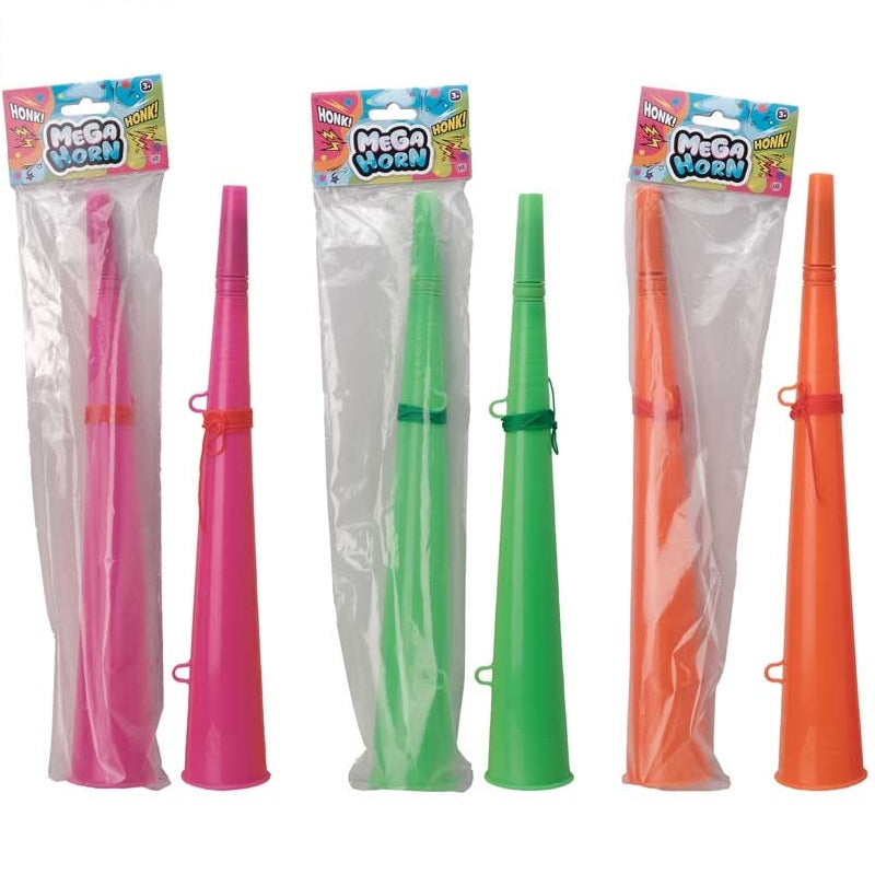 HTI Mega Horn Honk Toy Assorted Colours Pack of 1 1351075 | Loud Plastic Party Blower for Kids | Noisemaker for Celebrations-Sports Events and Fun Play