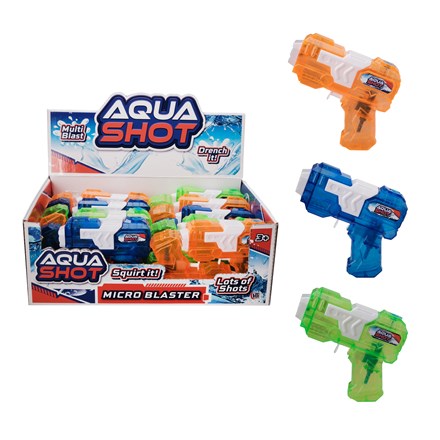 HTI Aqua Shot Micro Blaster Water Guns Assored Colours Pack of 1 1351076 | Squirt Toys for Kids | Outdoor Summer Fun | HTI Water Blasters for Ages 3 Plus