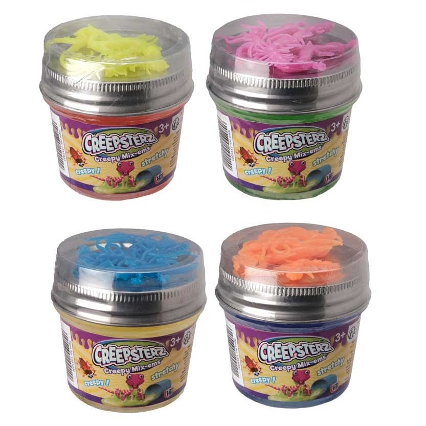 HTI Creepsterz Creepy Mix-Ems Slime Toy Assorted Colours Pack of 1 1351001 | Stretchy Creepy Creatures in Slime Pots | Fun Sensory Toy for Kids Age 3 Plus