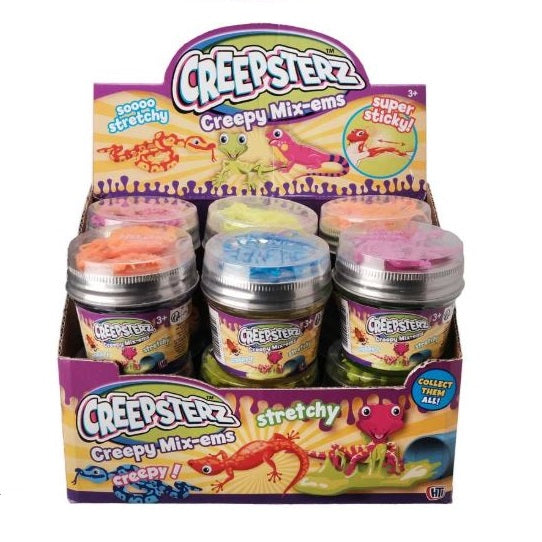 HTI Creepsterz Creepy Mix-Ems Slime Toy Assorted Colours Pack of 1 1351001 | Stretchy Creepy Creatures in Slime Pots | Fun Sensory Toy for Kids Age 3 Plus
