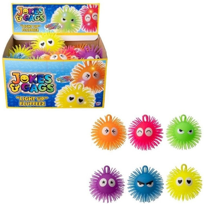 HTI Jokes and Gags Light Up Fluffeez Puffer Ball Assorted Colours Pack of 1 1350061 | Toy with LED Lights | Fun Novelty Gift for Kids Age 3 Plus