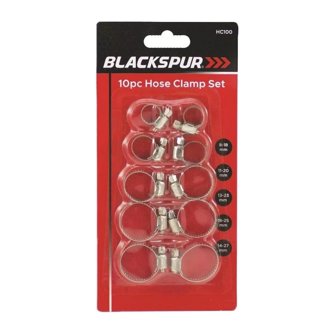 Blackspur Hose Clamp Set Silver Assorted Sizes Pack of 10 HC100