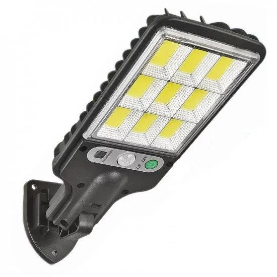 Kingavon 108 COB olar Security Wall Light Black SL230 | Solar Panel | Weatherproof | Rechargeable | 8 Hours on a Full Charge | Motion Detection | 200 Lumens