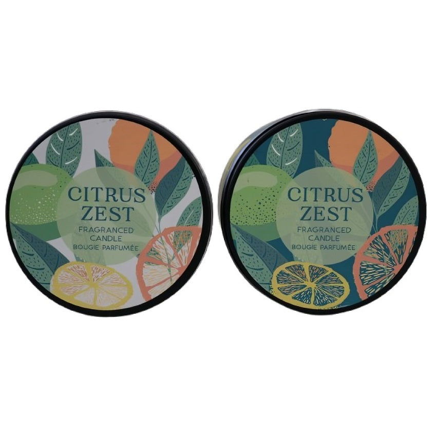Sifcon Citrus Zest Fragranced Tin Candle Yellow 8cm x 5cm FR1742