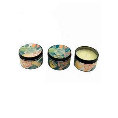 Sifcon Citrus Zest Fragranced Tin Candle Yellow 8cm x 5cm FR1742