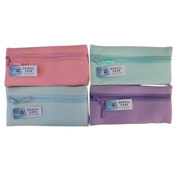 Gem Imports The Box Everyday Zip Closure Pencil Case Assorted Colours Pack of 1 STA11805OB | Lightweight Stationery Pouch | For School-Office or Travel