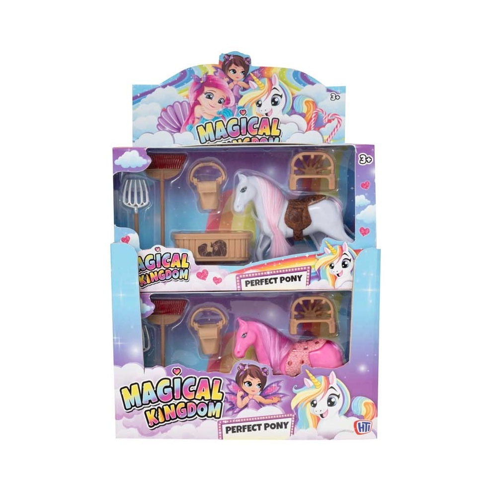 HTI Magical Kingdom Perfect Pony Toy Set Assorted Colours Pack of 1 1351077 | Horse Toy for Kids Age 3 Plus
