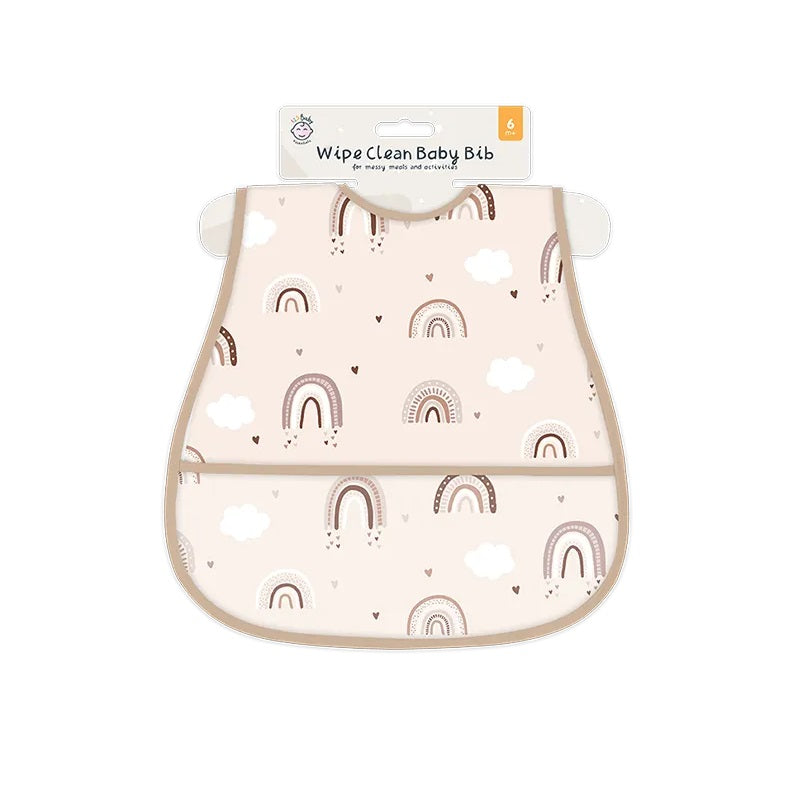 Gem Imports Wipe Clean Baby Bibs Assorted Colours Pack of 1 BAB11291 | For Messy Meals | Waterproof Feeding Bibs with Pocket