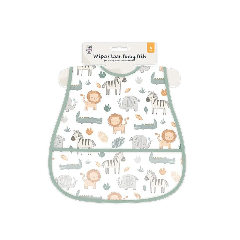 Gem Imports Wipe Clean Baby Bibs Assorted Colours Pack of 1 BAB11291 | For Messy Meals | Waterproof Feeding Bibs with Pocket
