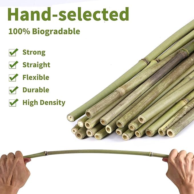 Rowan Gardening Accessories Natural Bamboo Garden Plant Support Stakes Wooden Brown 90cm Pack of 8 GAR1426OB | For Climbing Plants-Vegetables and Flowers
