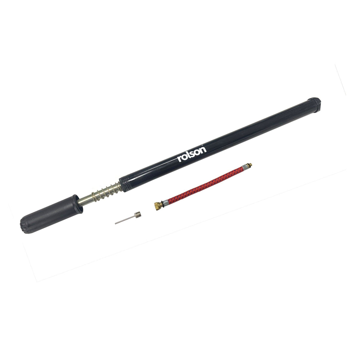 Rolson Bike Pump Black 400mm 42960 | Flexible Schrader Valve | Needle Adaptor
