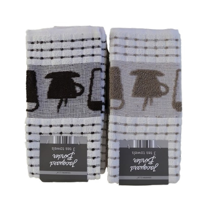 Country Club Jacquard Border Kitchen Towels Assorted Pack of 3 KTS234965