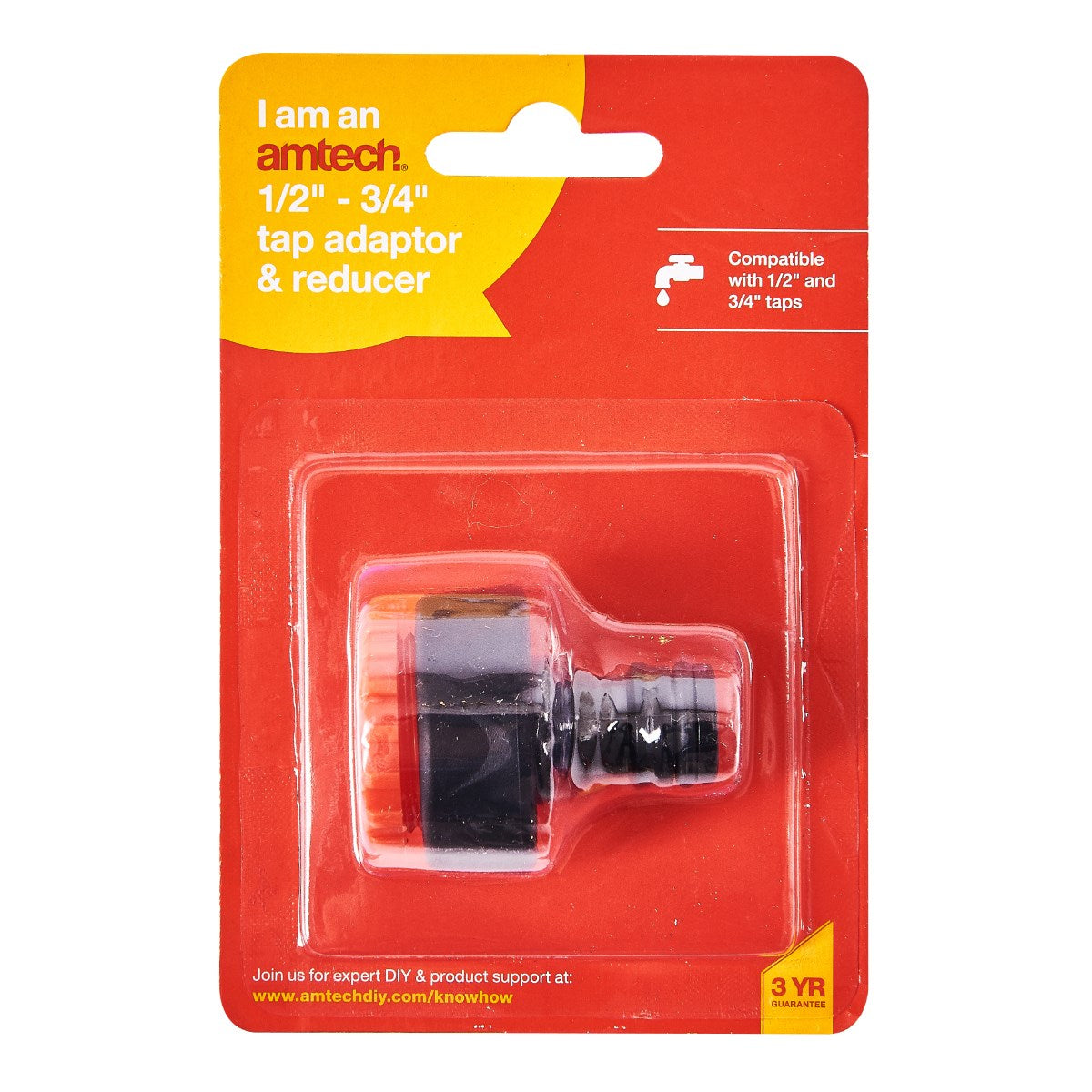 Amtech Tap Adaptor and Reducer Black and Red 1-2-Inch - 3-4-Inch U2527 | Compatible with 1-2-Inch and 3-4-Inch Taps