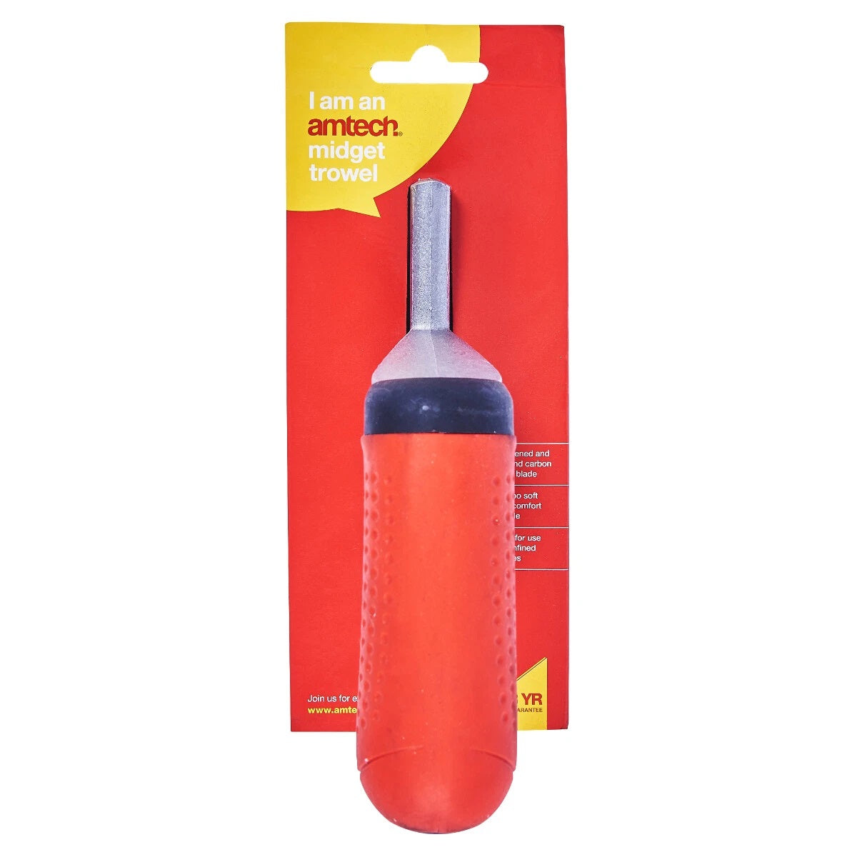 Amtech Midget Trowel with Soft Grip Handle Red and Silver 175mm x 75mm G1520