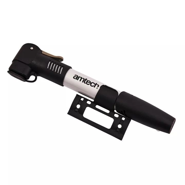 Amtech Lightweight Aluminium Hand Bicycle Air Pump Black and Silver S1805