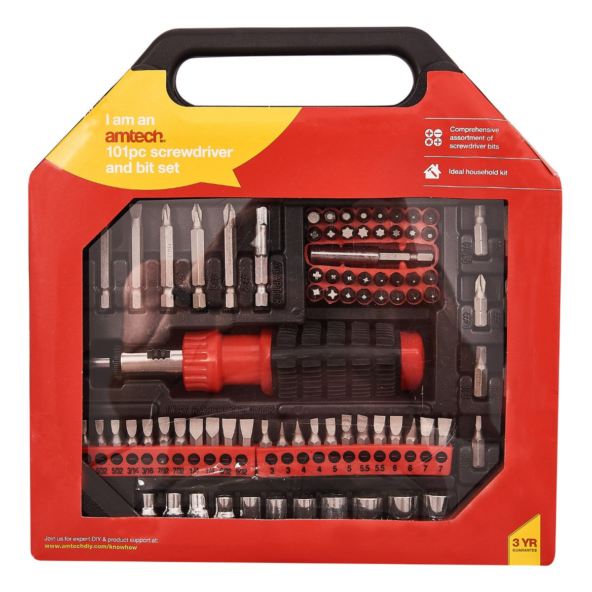 Amtech Screwdriver and Bit Set Assorted Pack of 101 L1350 | Comprehensive Assortment of Screwdriver Bits | Ideal Household Kit