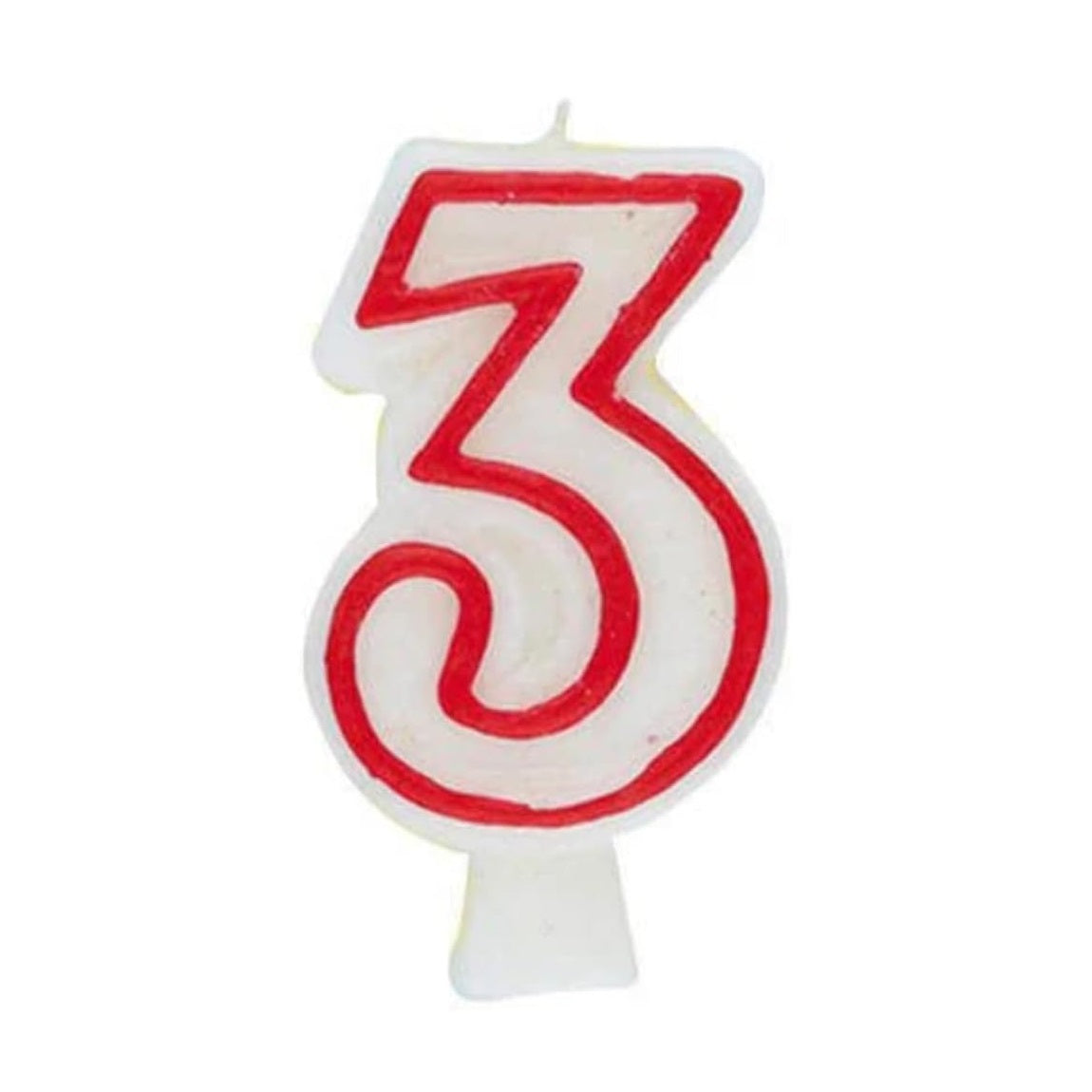 Unique Party Red Outline Birthday Candle Number 3 White and Red 2.75-Inch 360-3 | Ideal for Cakes and Cupcakes | For Birthdays Anniversaries and Other Special Occasions