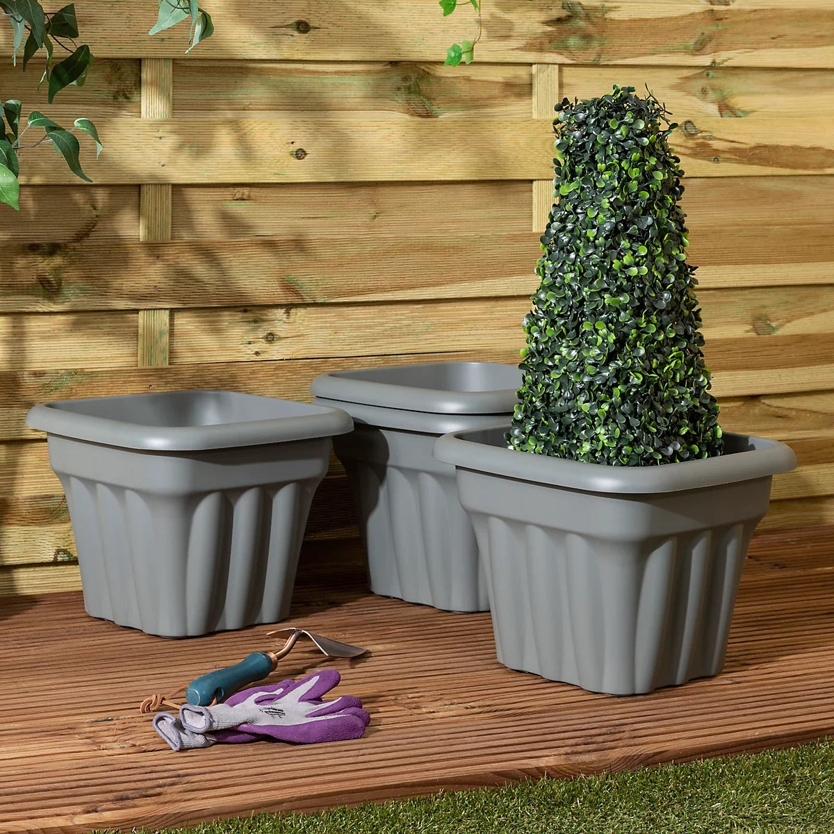 Wham Vista Square Upcycled Planter Grey 33cm 446530