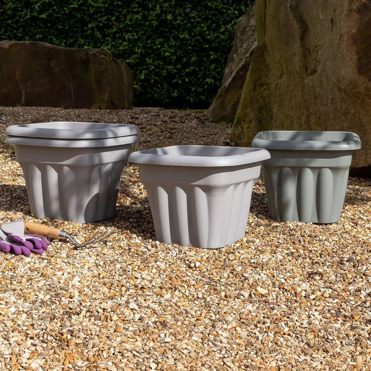 Wham Vista Square Upcycled Planter Grey 33cm 446530
