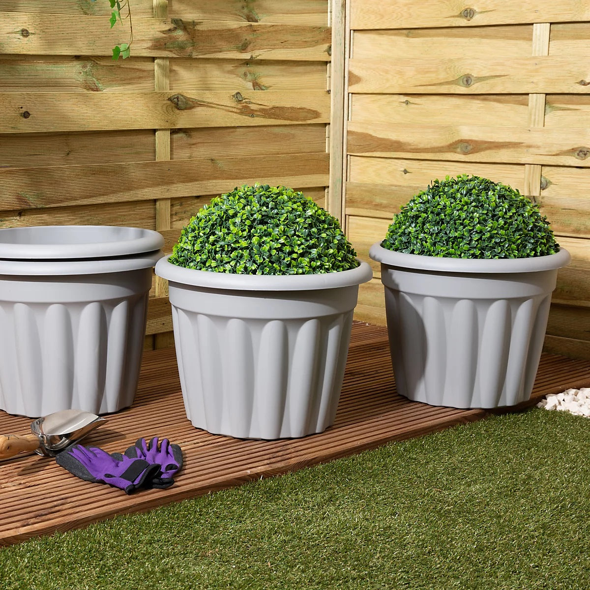 Wham Vista Round Upcycled Planter Grey 40cm 446540