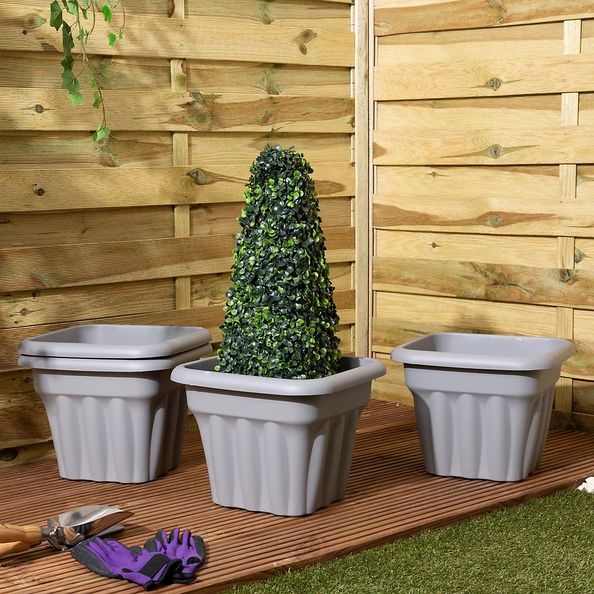 Wham Vista Square Upcycled Planter Grey 40cm 446550