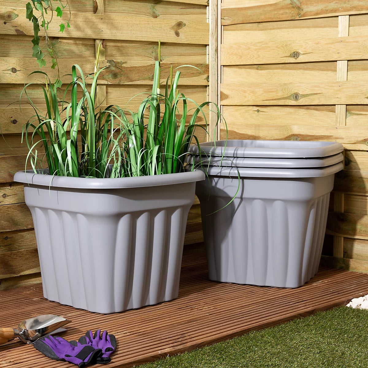 Wham Vista Square Upcycled Planter Grey 49cm 446570
