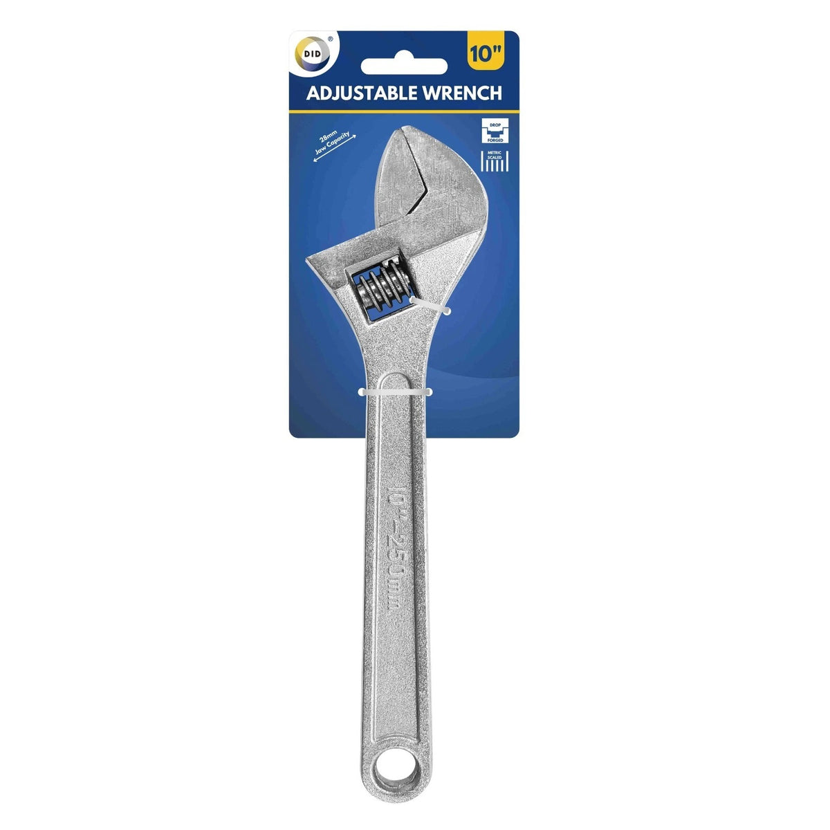 DID Adjustable Wrench Silver 10-Inch HW6040 | 28mm Jaw Capacity