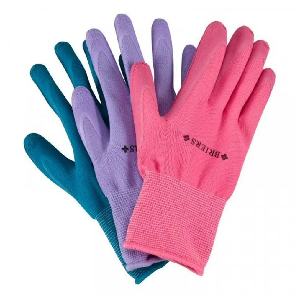 Briers Comfi-Grips Gloves Assorted Colours Medium Pack of 3 4530037 | Hi-Grip | Water Resistant | Comfort Fit