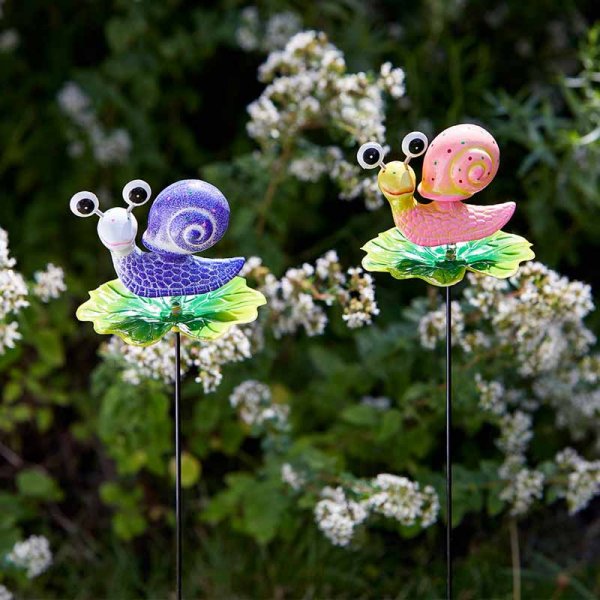 Flamboya Snail Loony Stakes Assorted 50cm 5031018 | Fun and Colourful Border Stake | Enhances Flowerbeds Borders and Pots