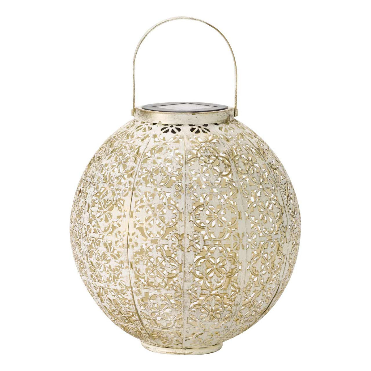 Smart Solar LED Solar Powered Damasquette Lantern Cream 1080032 | Decorative Silhouette Effect | Automatically Illuminates at Dusk | Can be Used as a Tabletop or Hanging Lantern