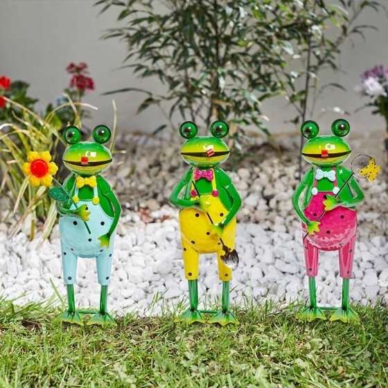 Flamboya Fun Frog Stakes Assorted 38cm x 13cm 5030359 | Fun and Colourful Border Stake | Enhances Flowerbeds Borders and Pots