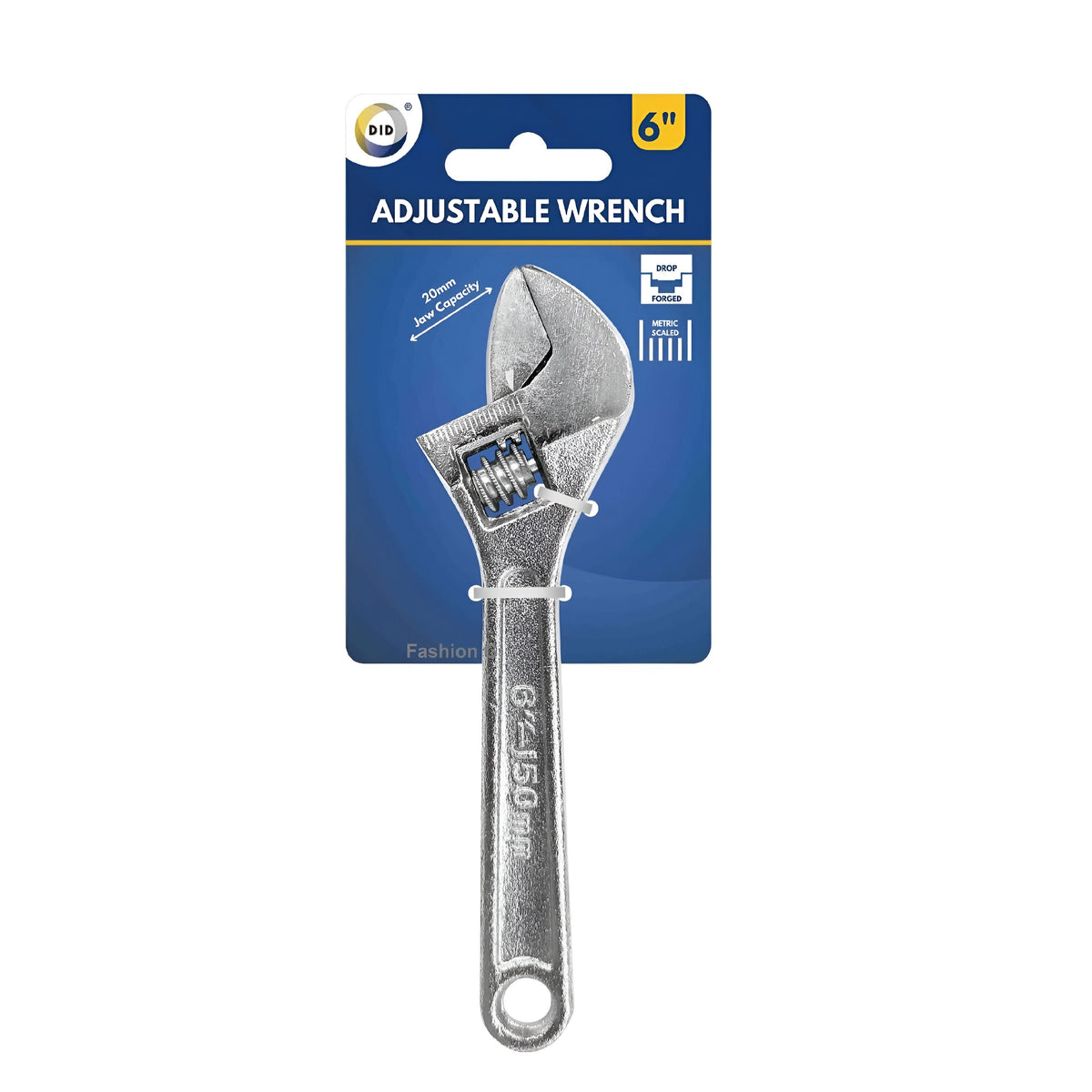 DID Adjustable Wrench Silver 6-Inch HW6039 | 20mm Jaw Capacity | Metric Scaled | Drop Forged