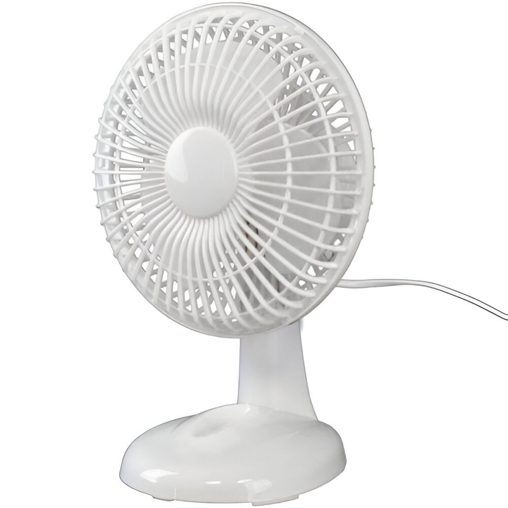 DID Desk Fan White 6-Inch EL7360 | 2 Speed Setting | Plastic Grip Base | Cable Size - 2g x 0.5mm x 1.7Mtr approx.
